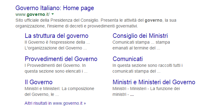 governo.it su google